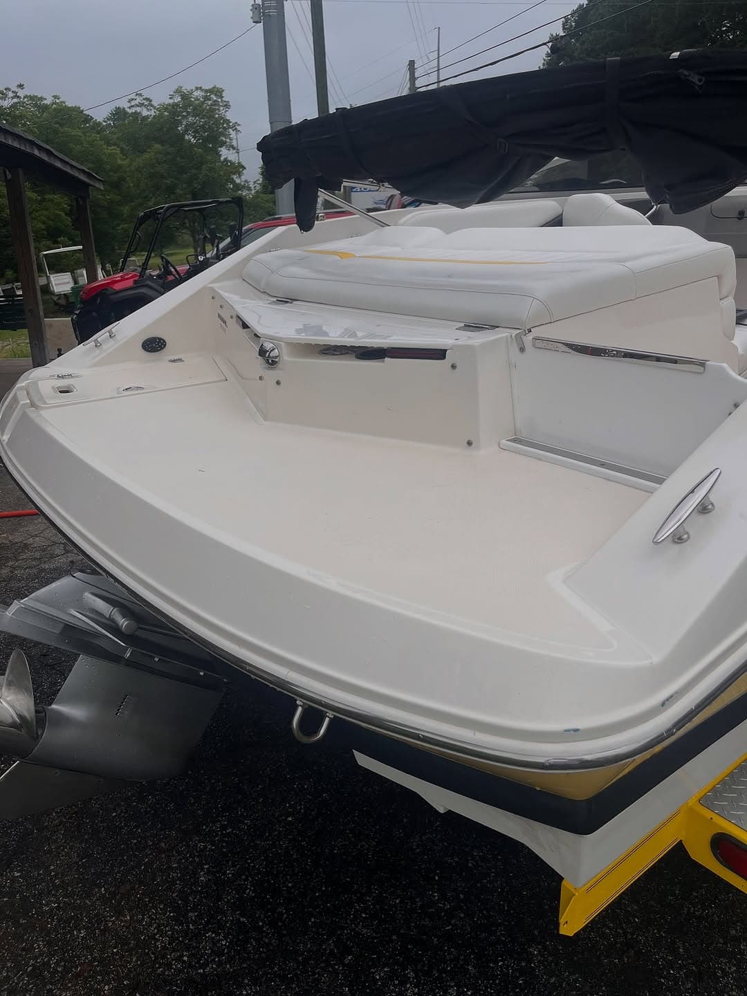 Boat detailing on a boat, Lake Lanier GA