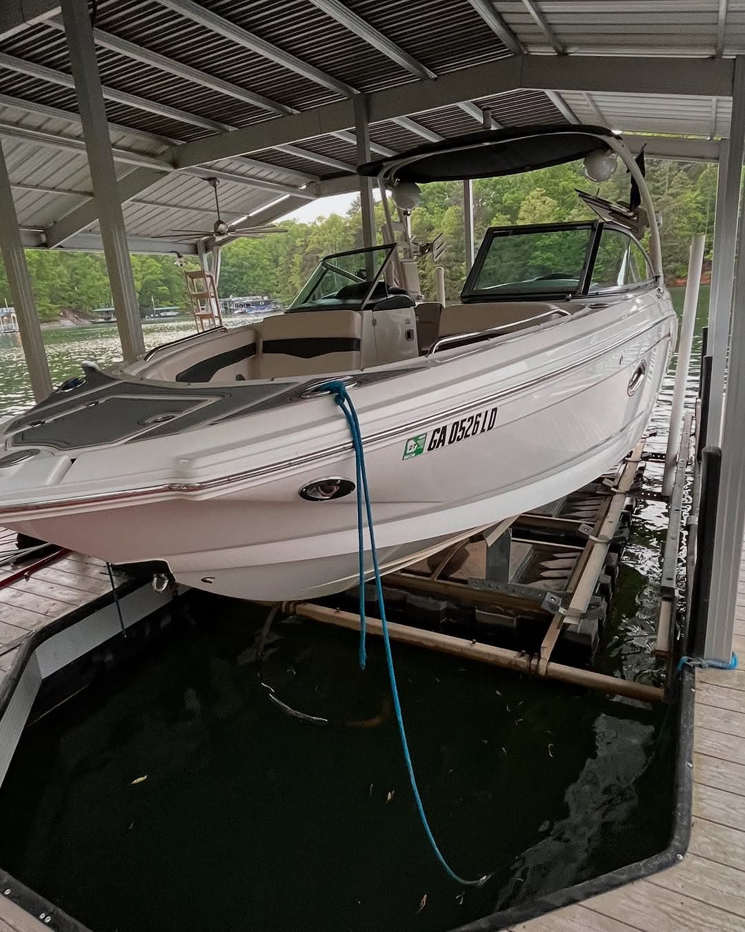 Boat detailing on a boat, Lake Lanier GA