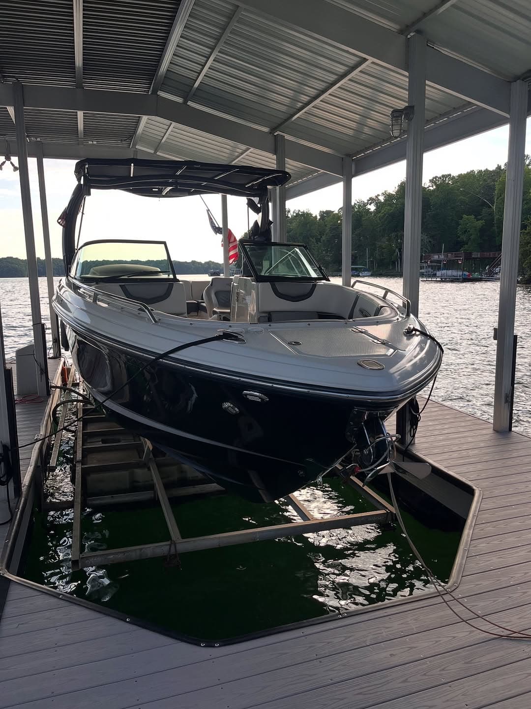 Boat detailing on a boat, Lake Lanier GA