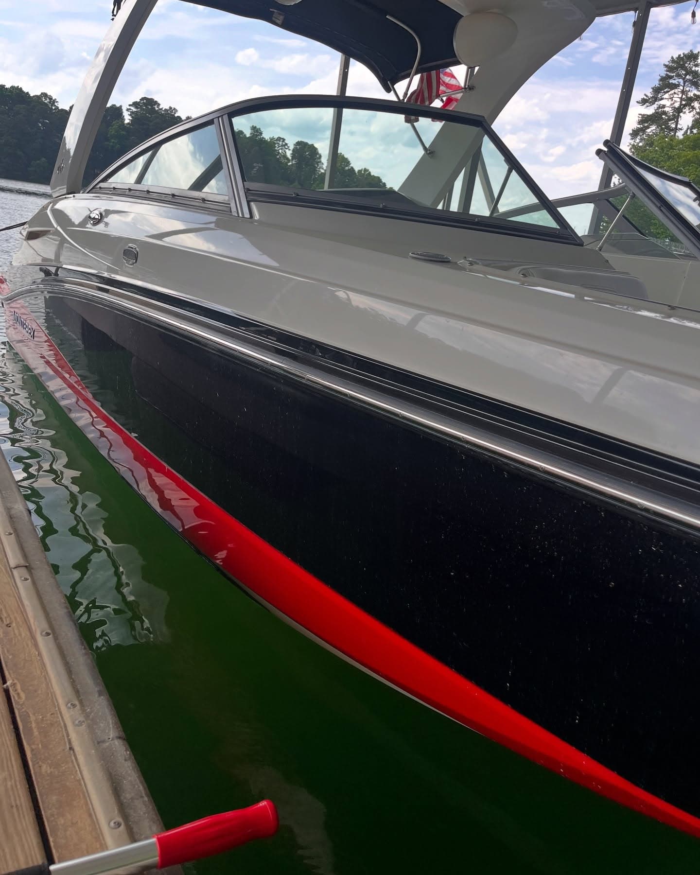Boat detailing on a boat, Lake Lanier GA