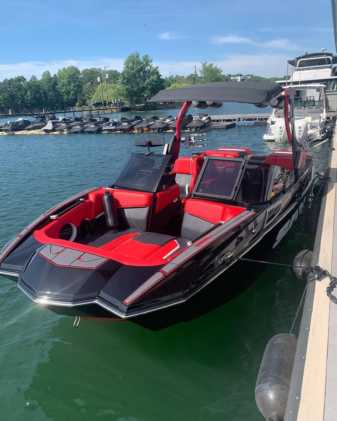 Boat detailing on a boat, Lake Lanier GA
