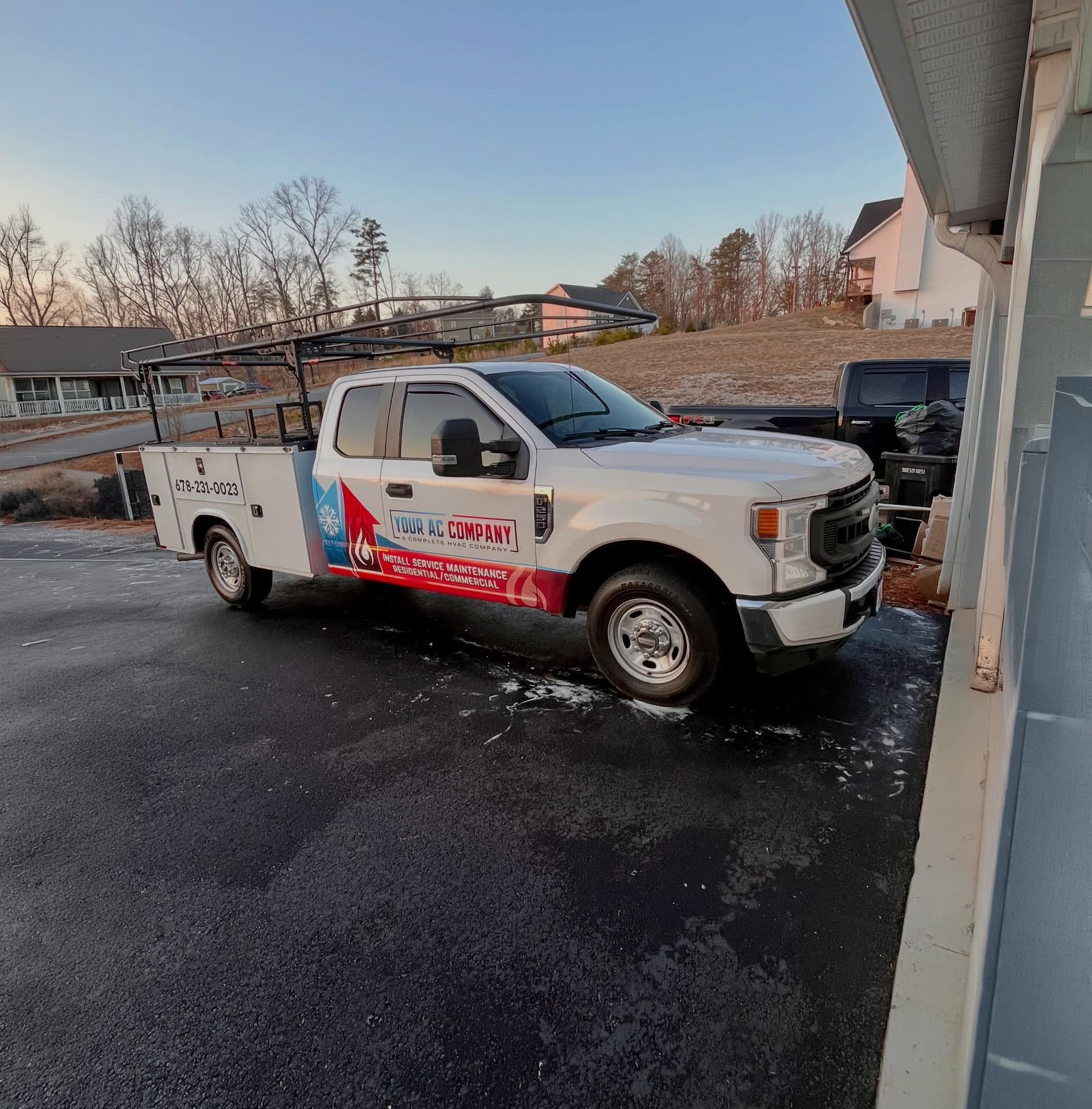 Clean service truck fleet wrap detailed on-site, Cumming GA